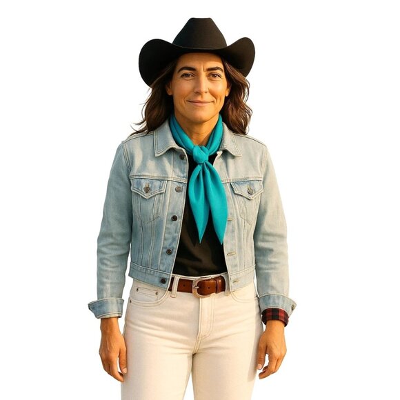 Teal Blue Wild Rag Large Scarf 35x35" Satin Western Accessory Cowgirl or Cowboy - Picture 4 of 7